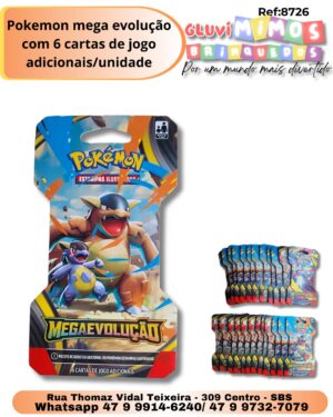 Pokemon mega evolução com 6 cartas de jogo adicionais/unidade
