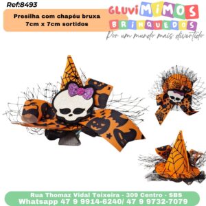 Presilha com chapéu bruxa 7cm x 7cm sortidos