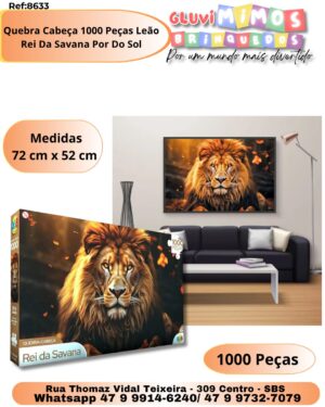 Quebra Cabeça 1000 Peças Leão Rei Da Savana Por Do Sol