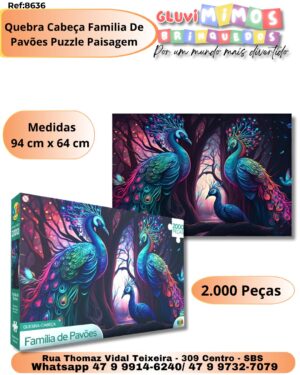 Quebra Cabeça Familia De Pavões 2000 Peças Puzzle Paisagem