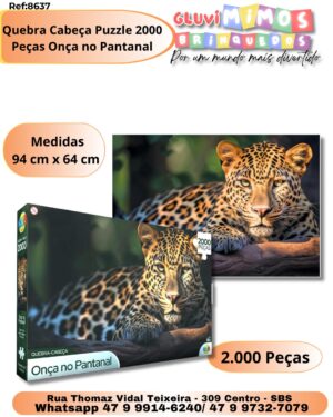 Quebra Cabeça Puzzle 2000 Peças Onça no Pantanal