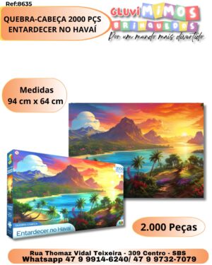 Quebra Cabeça Puzzle Entardecer no Havai 2000 Peças - GGB Brinquedos