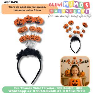 Tiara de abóbora halloween, tamanho único 31cm