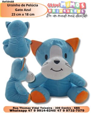 Ursinho de Pelúcia  Gato Azul 23 cm x 18 cm