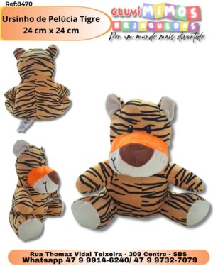 Ursinho de Pelúcia Tigre 24 cm x 24 cm