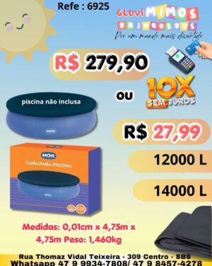 capa para piscina redonda 3,7m de diâmetro 12 000L e 14 000L