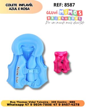 colete inefável azul e rosa - Swim Veste