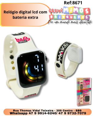Relógio digital lcd com bateria extra