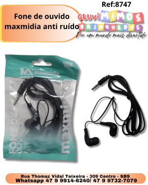 Fone de ouvido maxmidia anti ruído