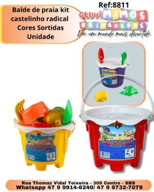 Balde de praia kit castelinho radical  Cores Sortidas Unidade