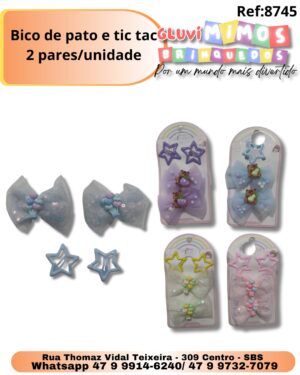 Bico de pato e tic tac 2 pares/unidade