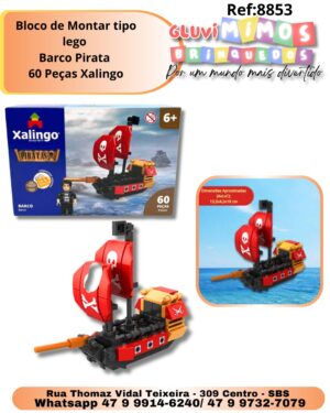 Bloco de Montar tipo lego  Barco Pirata  60 Peças Xalingo