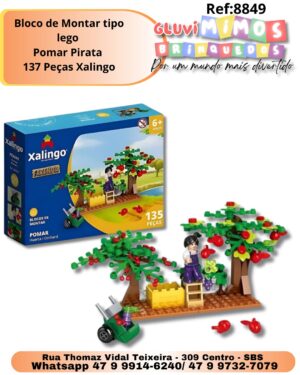 Bloco de Montar tipo lego  Pomar Pirata  137 Peças Xalingo