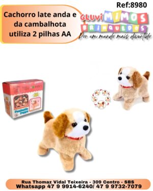 Cachorro late anda e da cambalhota utiliza 2 pilhas AA
