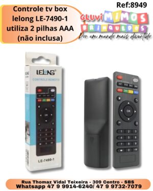Controle tv box lelong LE-7490-1 utiliza 2 pilhas AAA (não inclusa)