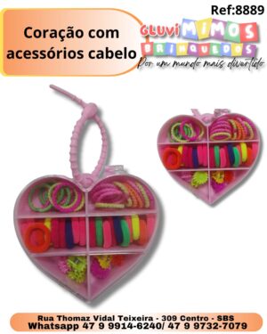 Coração com acessórios cabelo