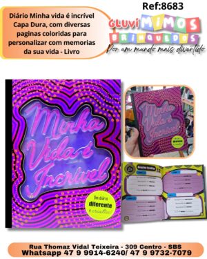 Diário Minha vida é incrível Capa Dura, com diversas paginas coloridas para personalizar com memorias da sua vida - Livro