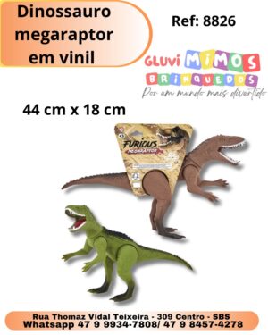 Dinossauro megaraptor em vinil 44 cm x 18 cm