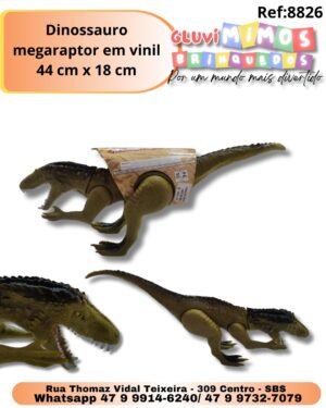 Dinossauro megaraptor em vinil 44 cm x 18 cm