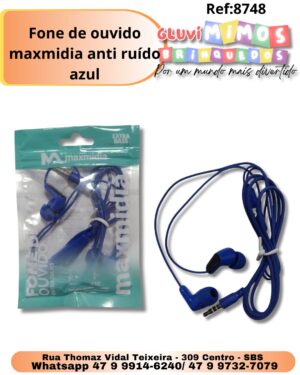 Fone de ouvido maxmidia anti ruído azul