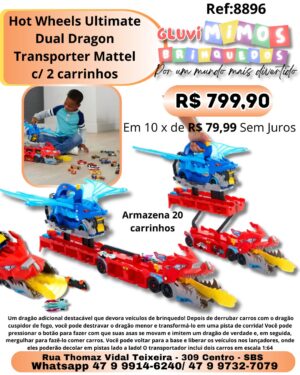 Hot Wheels Ultimate Dual Dragon Transporter Mattel c/ 2 carrinhos