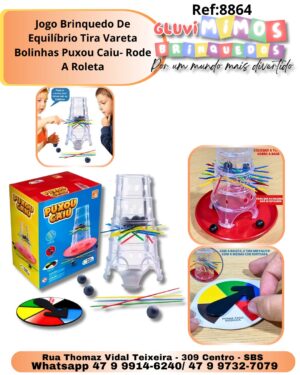 Jogo Brinquedo De Equilíbrio Tira Vareta Bolinhas Puxou Caiu- Rode A Roleta