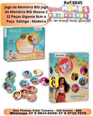 Jogo da Memória BIG Jogo da Memória BIG Moana 2 32 Peças Gigante 8cm a Peça  Xalingo - Madeira
