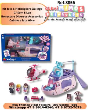 Kit Iate E Helicóptero Xalingo C/ Som E Luz Bonecos e Diversos Acessorios  Cabine e Iate Abre