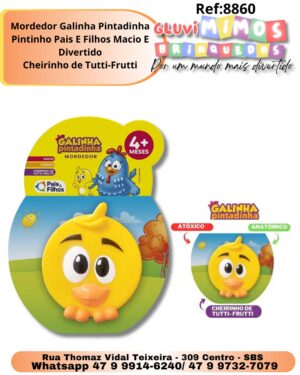 Mordedor Galinha Pintadinha Pintinho Pais E Filhos Macio E Divertido Cheirinho de Tutti-Frutti