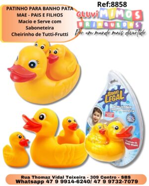 PATINHO PARA BANHO PATA MAE - PAIS E FILHOS Macio e Serve com Saboneteira Cheirinho de Tutti-Frutti