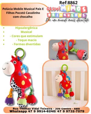 Pelúcia Mobile Musical Pais E Filhos Pocotó Cavalinho com chocalho