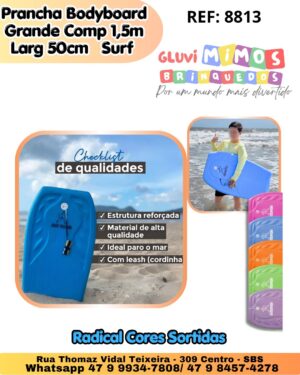 Prancha Bodyboard Grande Comp 1,5m  Larg 50cm   Surf Radical Cores Sortidas
