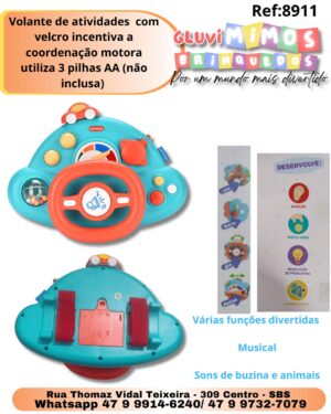 Volante de atividades  com velcro incentiva a coordenação motora utiliza 3 pilhas AA (não inclusa)