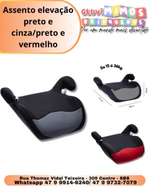 Assento elevação preto e cinza/preto e vermelho