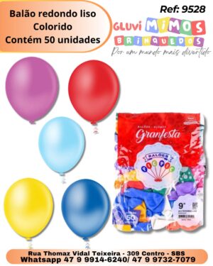 Balão redondo liso Colorido Contém 50 unidades