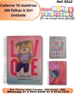 Caderno 10 matérias 200 folhas It Girl/ Unidade