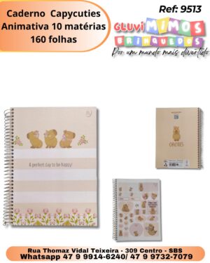 Caderno  Capycuties Animativa 10 matérias 160 folhas