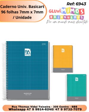 Caderno Univ. Basicart  96 folhas 7mm x 7mm / Unidade