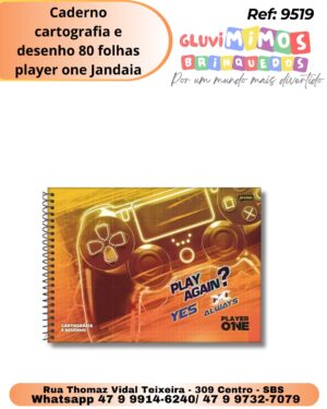Caderno cartografia e desenho 80 folhas player one Jandaia
