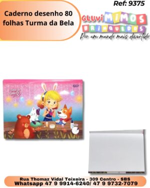 Caderno desenho 80 folhas Turma da Bela