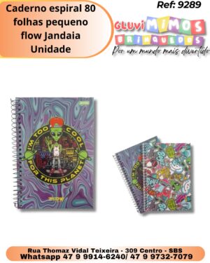 Caderno espiral 80 folhas pequeno flow Jandaia UnidadeCaderno espiral 80 folhas pequeno flow Jandaia/ Unidade