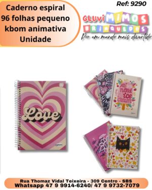 Caderno espiral  96 folhas pequeno kbom animativa/ Unidade