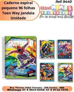 Caderno espiral pequeno 96 folhas Teen Way Jandaia/ Unidade