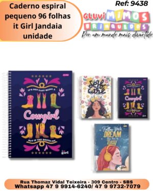 Caderno espiral pequeno 96 folhas it Girl Jandaia/ unidade