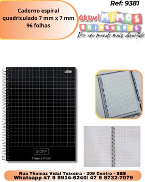 Caderno espiral quadriculado 7 mm x 7 mm 96 folhas