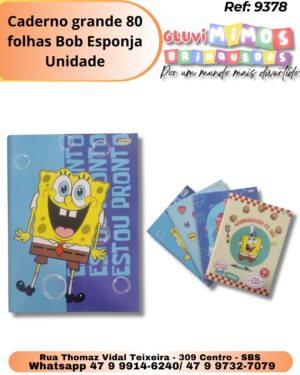 Caderno grande 80 folhas Bob Esponja/ Unidade