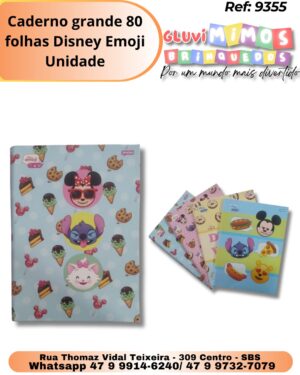 Caderno grande 80 folhas Disney Emoji/ Unidade
