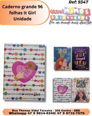 Caderno grande 96 folhas It Girl/ Unidade