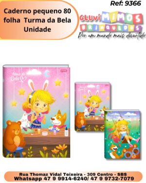 Caderno pequeno 80 folha  Turma da Bela/ Unidade