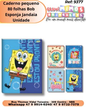 Caderno pequeno 80 folhas Bob Esponja Jandaia/ Unidade